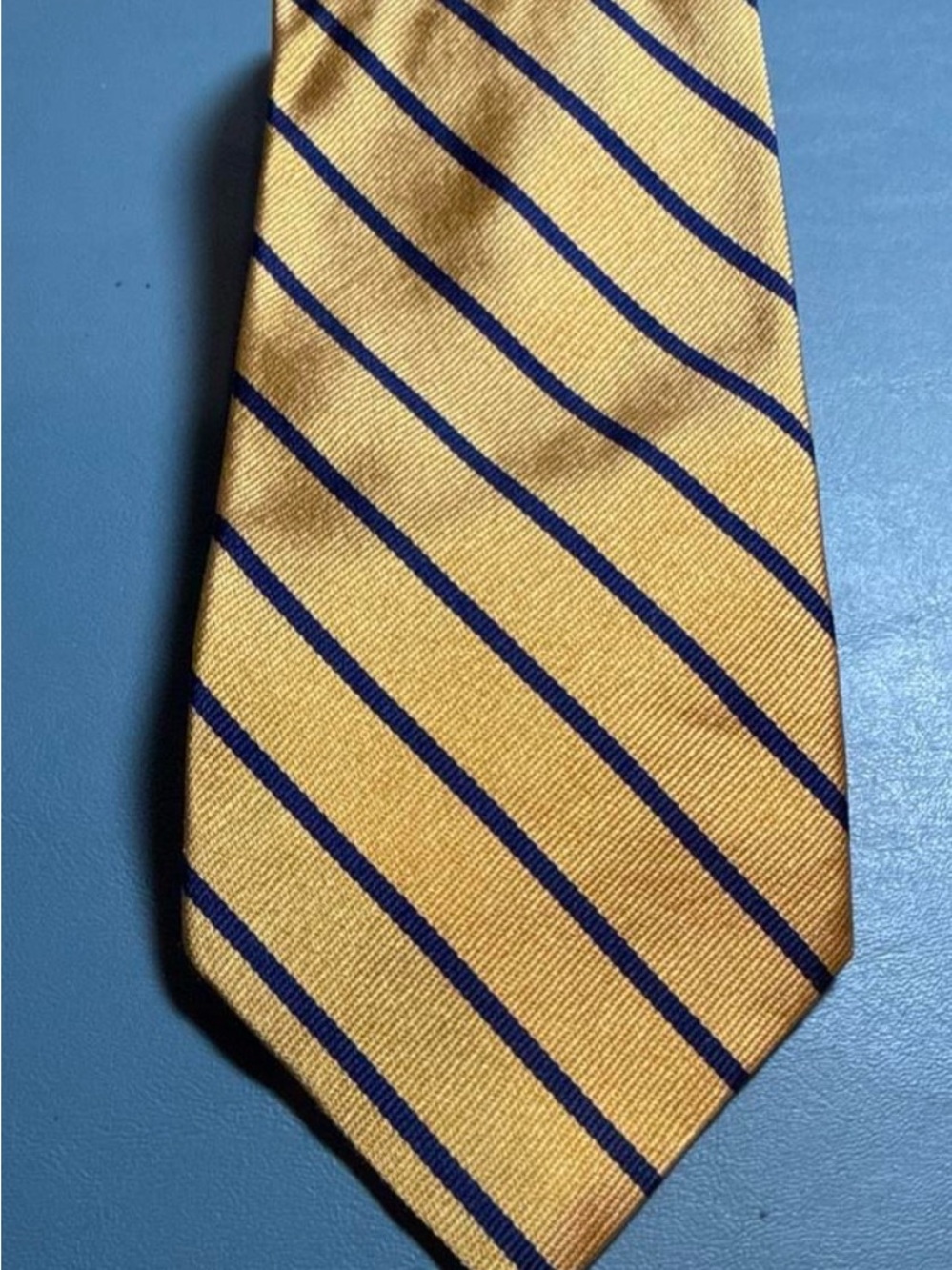 LAUREN RALPH LAUREN Classic Yellow and Navy Stripe Men's Tie